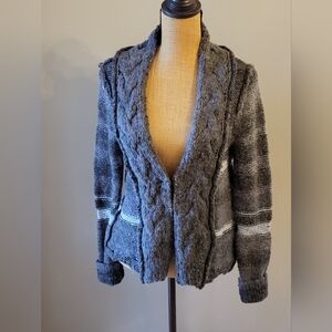 Free People Medium Gray/Black Cardigan Stripes